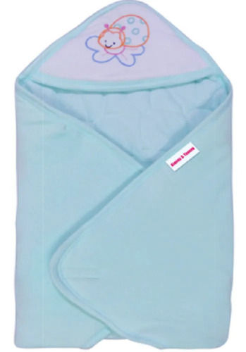 Sky Blue Washable And Comfortable Soft Plain Cotton Baby Hooded Towels