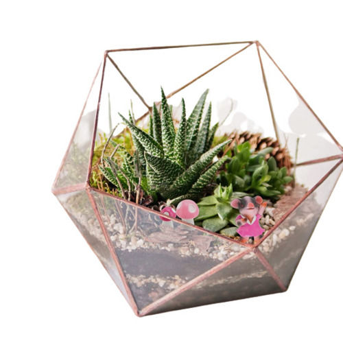 283 Grams Table Top Hexagonal Shaped Antique Resin Flower Vase