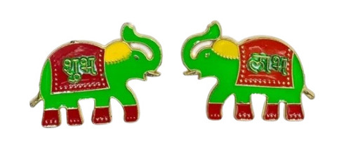 4x2.5 Inches 4mm Thick Acrylic Elephant Shaped Reusable Wall Sticker - Green, Red, Yellow Design | Easy to Install, Water-Resistant, Flexible
