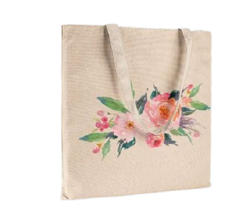 Floral Printed Canvas Carry Bag For Shopping