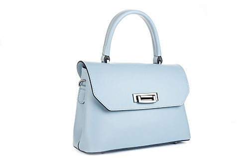 Blue Rectangular Shape Ladies Zipper Leather Bag For Daily Use