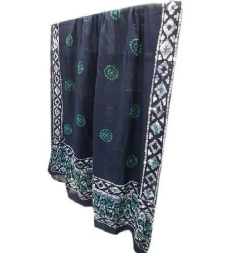 Black 2.25 Metre Length Printed Machine Wash Cotton Dupatta