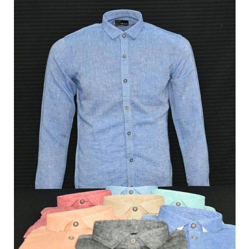 Organic Casual Wear Mens Full Sleeve Linen Shirt, All Size Available