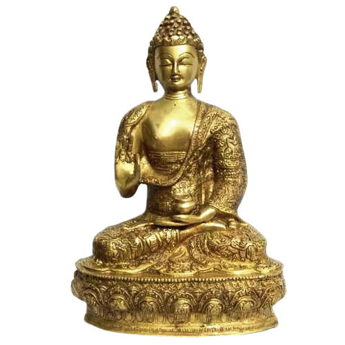 Golden Corrosion Resistant Polished Religious Brass Buddha Statue