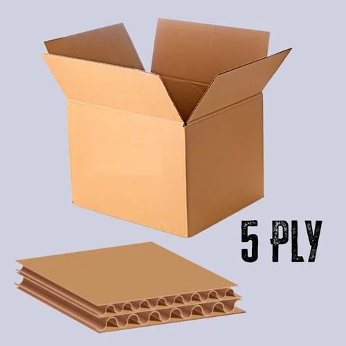 Double Wall 5 Ply Rectangle Brown Corrugated Boxes, 50 Kg Load Capacity