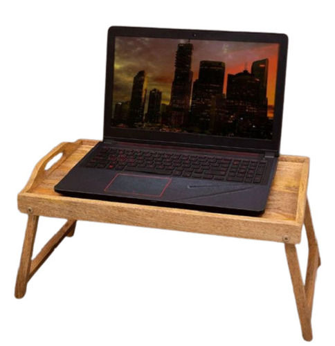 Machine Made Indian Style Lightweight Rectangular Polished Plain Teak Wood Laptop Table 