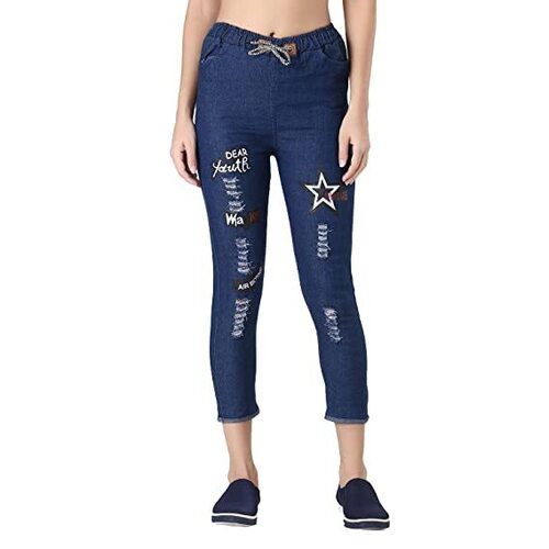 Ladies Regular Stretchable Printed Jeans With 5 Pocket