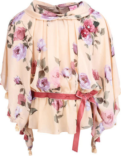 Party Wear Girls Flower Printed Floral Chiffon Top