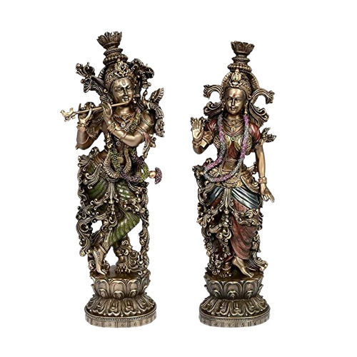 Durable Rust Proof Religious Handmade Decorative Brass Radha Krishna Statue