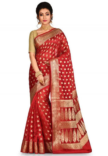 Red And Golden Skin Friendly Traditional Wear Banarasi Silk Saree