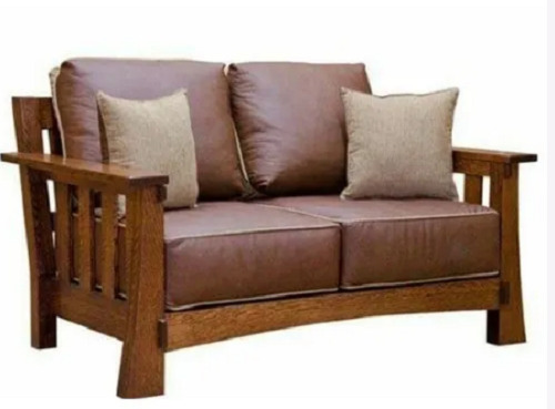 मशीन से बना 4X3 फीट 16 किलोग्राम आधुनिक टिकाऊ लेदरेट और सॉलिड वुड डिज़ाइनर सोफा