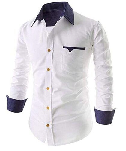 Full Sleeves Button Closure Formal Wear Plain Cotton Shirt Mens