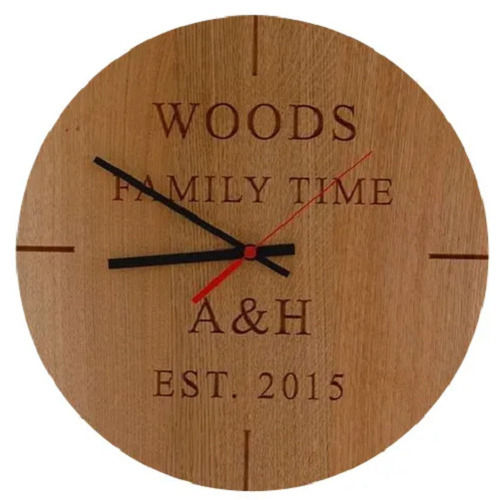 Round Shaped Hand-Painted Wooden Glossy Analog Wall Clock For Decorations 