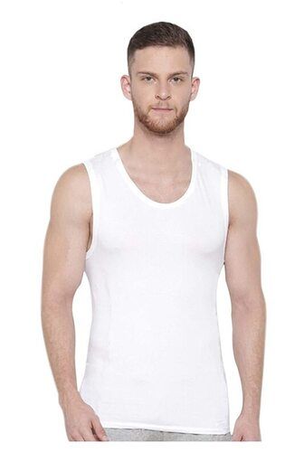 White Skin Friendly Daily Wear Sleeveless Plain Cotton Vest For Mens