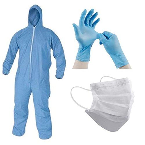 Blue Unisex Long Sleeve Plain Non-Woven Reusable Medical Ppe Kit For Protective Of Covid-19 