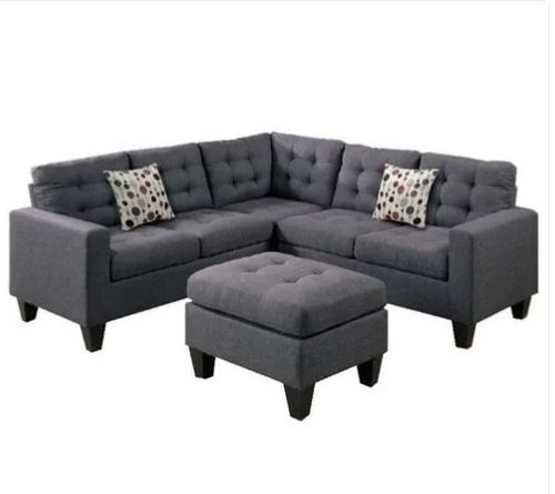 Machine Made 1.5X2.5 Foot 6 Seater Wood Suede Corner Sofa Set For Office And Living Room