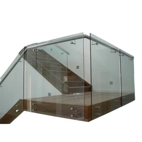 Transparent 6 Mm Thickness Stainless Steel Rod Rectangular Flat Insulated Solid Glass Railing