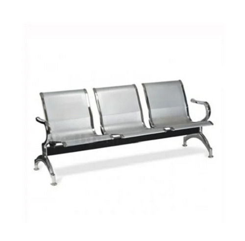 Machine Made Chrome Finish Stainless Steel 3 Seater Visitor Chair For Office And Hospital