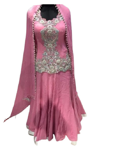 महिलाओं के गोल गले और पार्टी वियर दुपट्टे के साथ जॉर्जेट डिज़ाइनर ड्रेस बस्ट साइज़: 30 इंच (इंच)