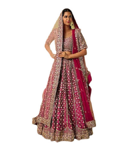 Silk Pink Bridal Lehenga Choli, Size: Free Size at best price in Lucknow