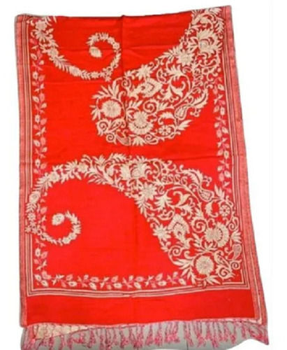 Red 2.5 Meter Long Casual Wear Lightweight Rectangular Printed Cotton Stole For Ladies