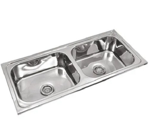 Grey 45X20 Inch Glossy Finish Double Bowl Sink