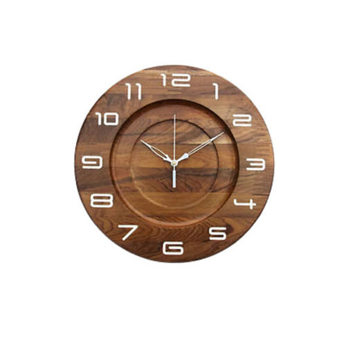 6 Mm Thick Polished Finished Wall Mounted Round Wooden Clock