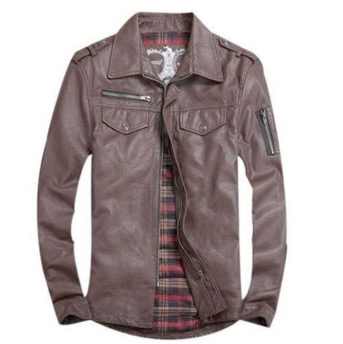 Light Weight And Casual Wear Full Sleeves Leather Plain Jackets For Mens 