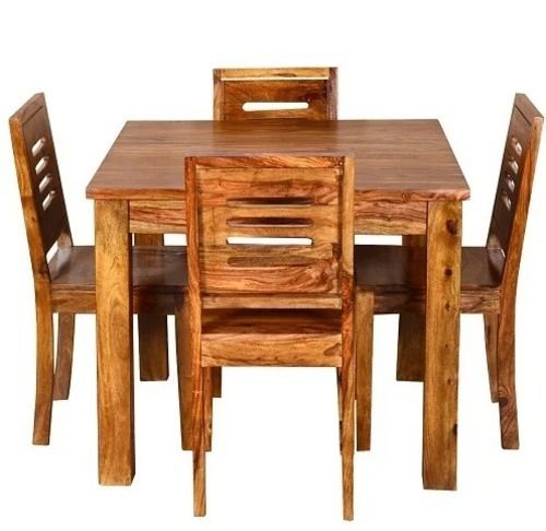 Machine Made Polished Finish Oak Wooden Dining Table Set