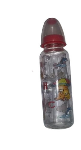 Red Rubber Nozzle Round Transparent Leakproof Baby Glass Feeding Bottle