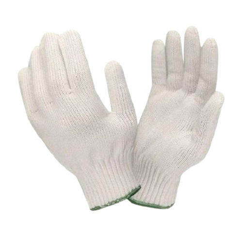 White Washable And Reusable Full Fingered Plain Cotton Glove For Safety