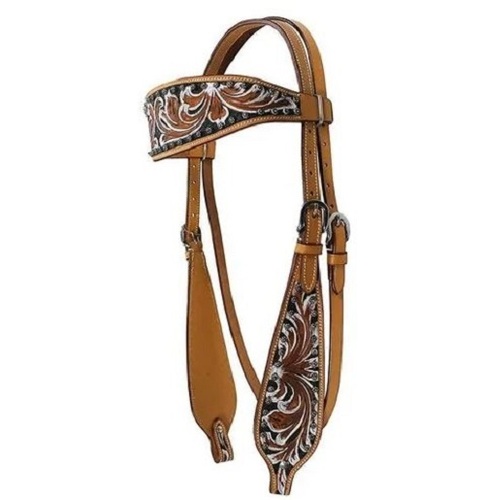 Brown 35 Inches Waterproof Plain Leather Horse Headstall