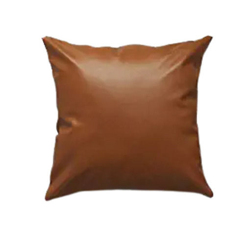 Brown 40x40 Centimeters Square Zipper Closure Genuine Leather Cushion Cover