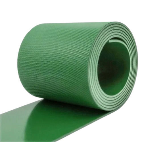 Green 50X1.5 Meter X 100 Mm Wide Plain Flat Heat Resistant Poly Vinyl Chloride Conveyor Belt