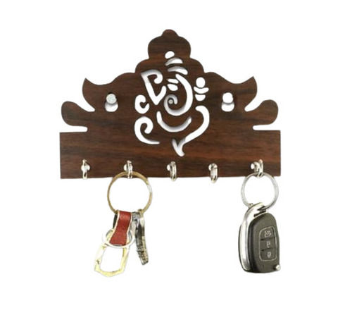 Wood 7 Inches Long Indian Style Plain Polished Finish Artificial Wooden Key Holder