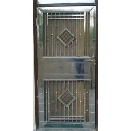 Silver 7X3.8 Foot 26 Kilogram Polished Finished Stainless Steel Doors 