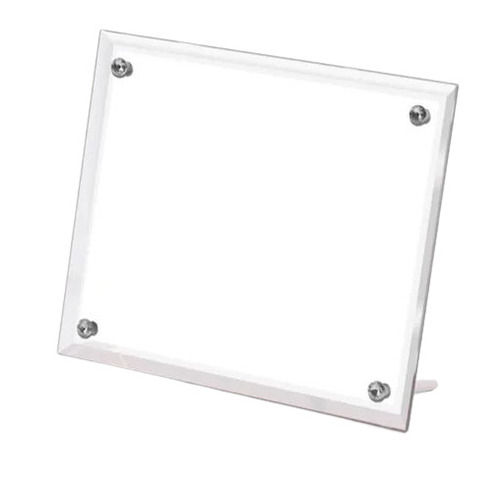 8 Mm Thick Polished Finish Table Mounted Square Transparent Glass Photo Frame