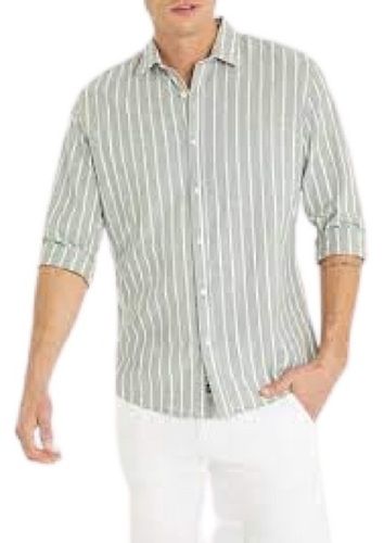 Casual Wear Striped Pattern Full-Sleeve Cotton Shirt For 18 Above Men Age Group Chest Size: 42 Inch