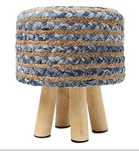 Durable Machine Made Wooden Jute Seating Stools For Drawing Room No Assembly Required