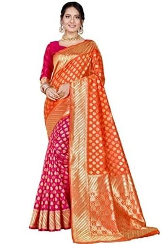 Multi Party Wear Printed Art Silk Banarashi Saree For Ladies