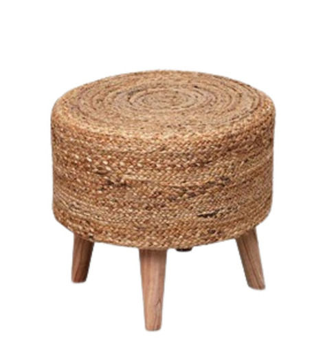 Round Machine Artwork Matte Finish Wooden Seating Stool