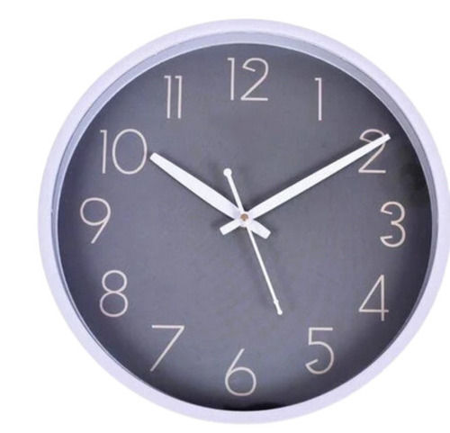 Light Purple And Grey 0.9 Kilograms 14 Inches Round Color Coated Round Pvc Plastic Wall Clock