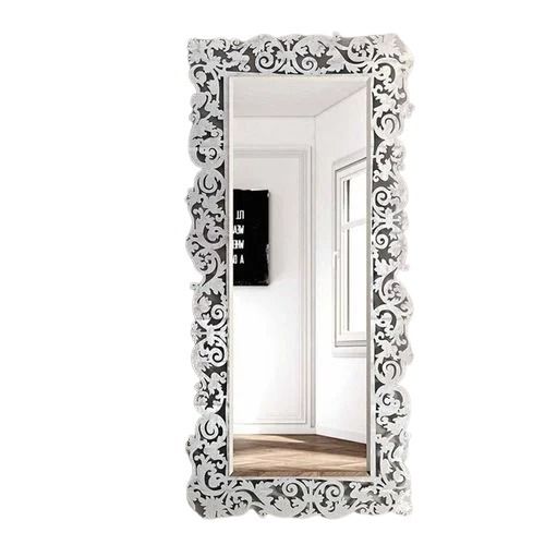 Silver 4 X 1.5 Foot Rectangular Designer Mirror