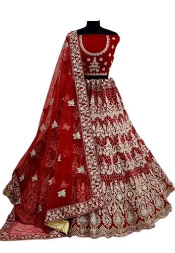 Comfortable Embroidered Designer Velvet Bridal Lehenga With Dupatta