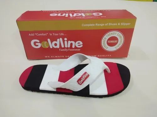 Metal Daily Wear Stripped Pu Foam Goldline Multicolor Men Slipper