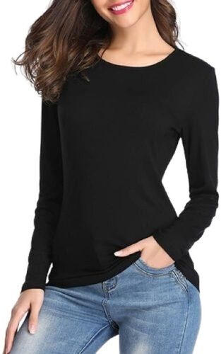 Ladies Plain O Neck Collar Long Sleeve Cotton T Shirt Age Group: Above 18