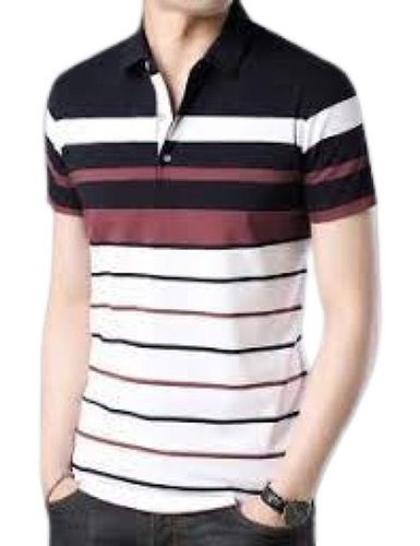 Mens Soft And Smooth Striped Polo Neck Stylish Short Sleeves Cotton T Shirts Age Group: Above 18