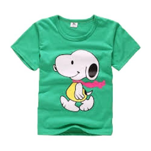 Printed Short Sleeve Lightweight And Breathable Cotton T Shirt For Boys  Bust Size: 22 Inch (In)