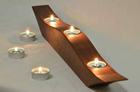 Polishing Wooden Candle Holder For Indoor Home Decor