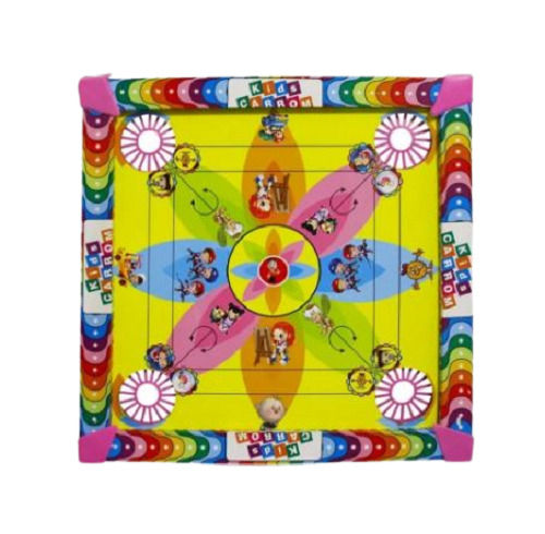 12X12 Inches Lightweight Square Shape Cartoon Theme Plastic Carrom Board For Playing Designed For: Children